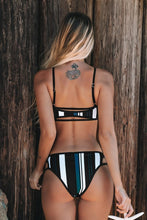 Lade das Bild in den Galerie-Viewer, Blauer weißer und schwarzer gestreifter Bikini
